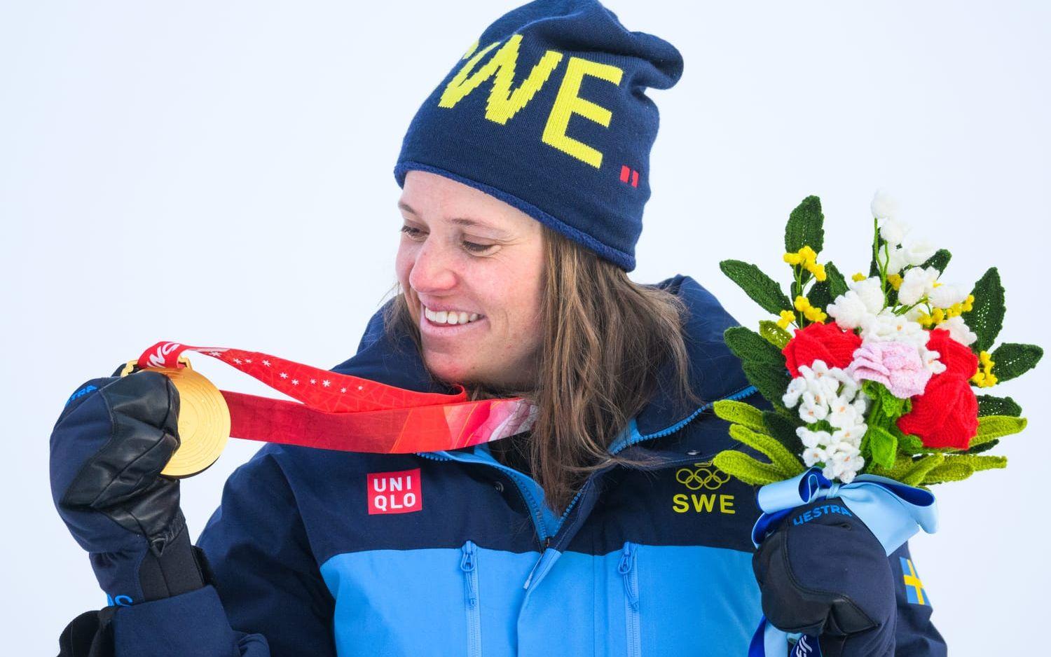 Sara Hector vann OS-guld under måndagen i storslalom.