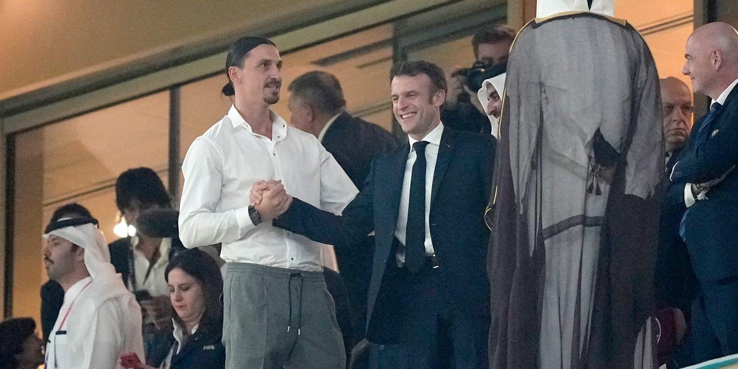 Zlatan Ibrahimovic under VM i Qatar som han följde från läktarplats. Arkivbild.