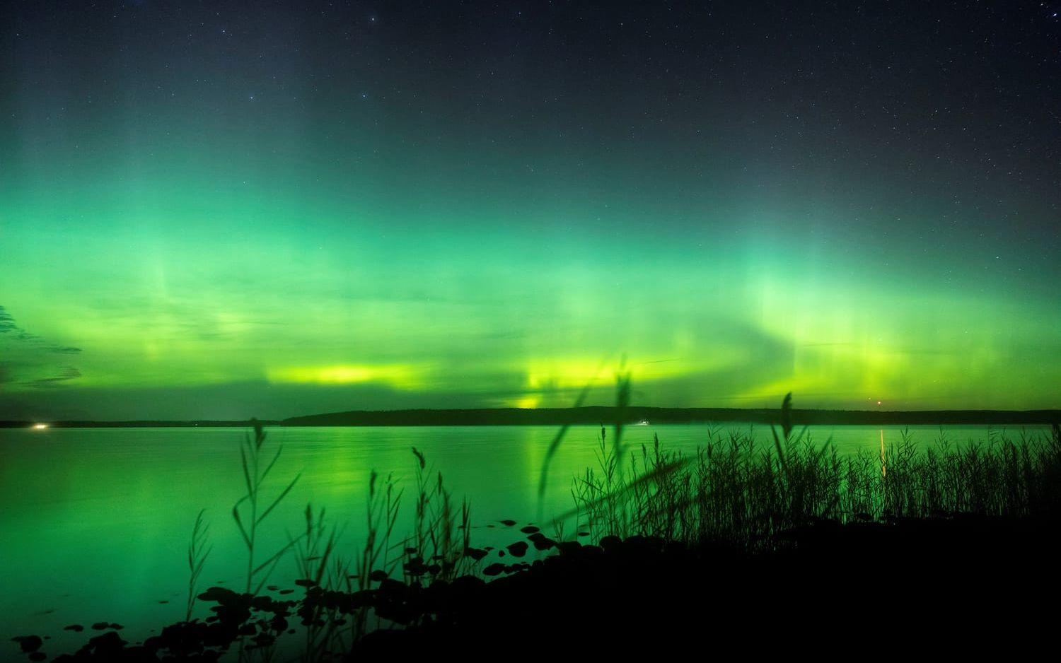 Starkt norrsken över Örlen.