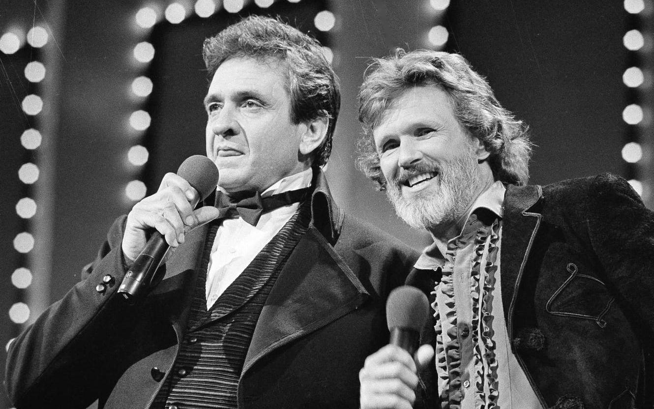 Jonny Cash och Kris Kristofferson under Country Music Awards in Nashville i oktober 1983.