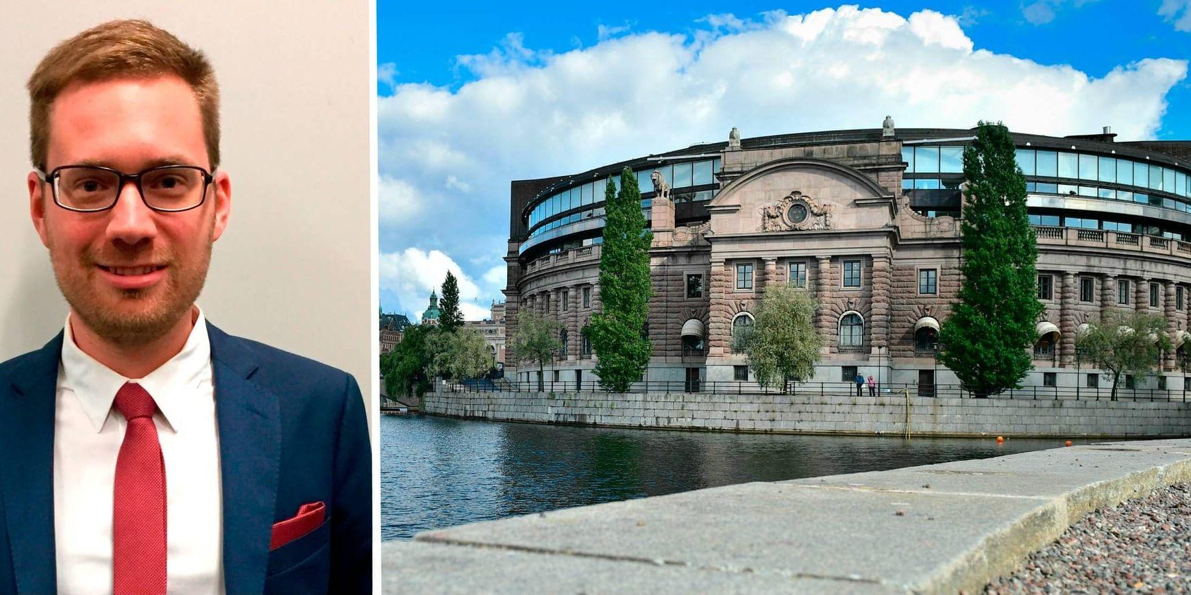 Hampus Hagman, för tillfället ledamot i byggnadsnämnden för Kristdemokraternas räkning.