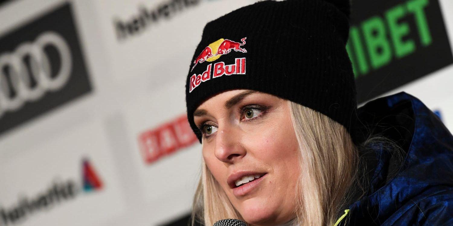 Lindsey Vonn under en pressträff efter tisdagens super-G vid alpina-VM i Åre.