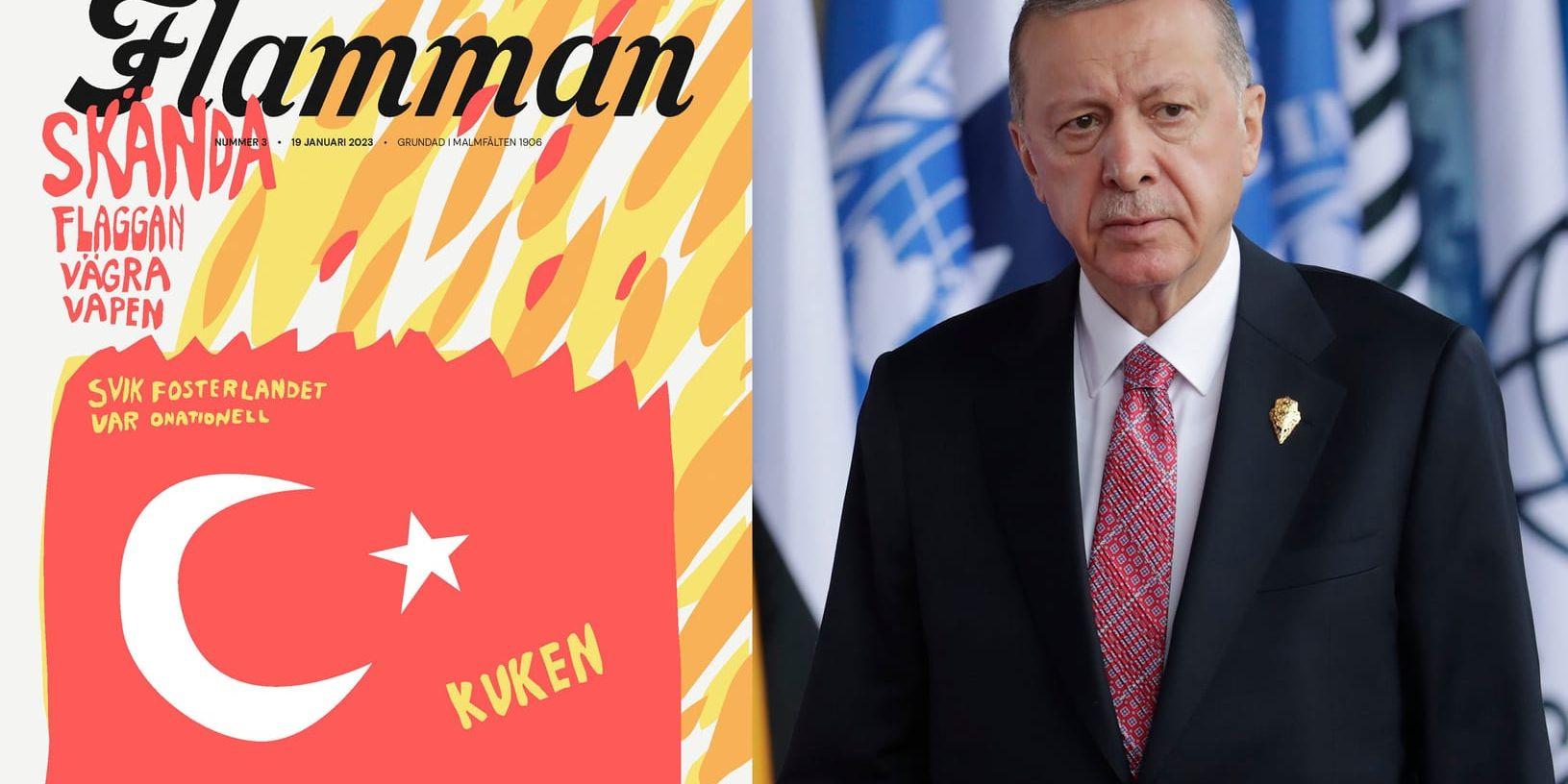 Turkiet och dess president Recep Tayyip Erdogan står i fokus för Flammans kampanj.