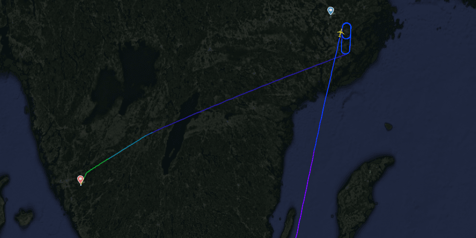 Rutten för det plan från Palma som omdirigerades till Göteborg.