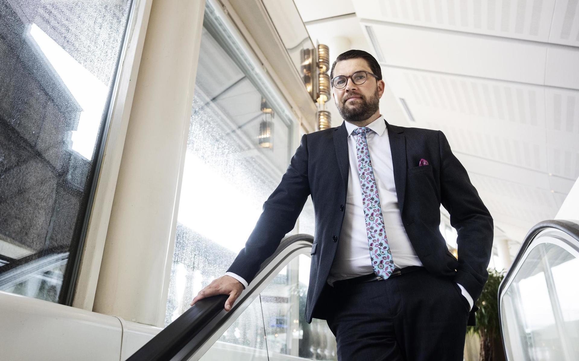 Jimmie Åkesson, Sverigedemokraternas partiledare, menar att V skramlar högt.