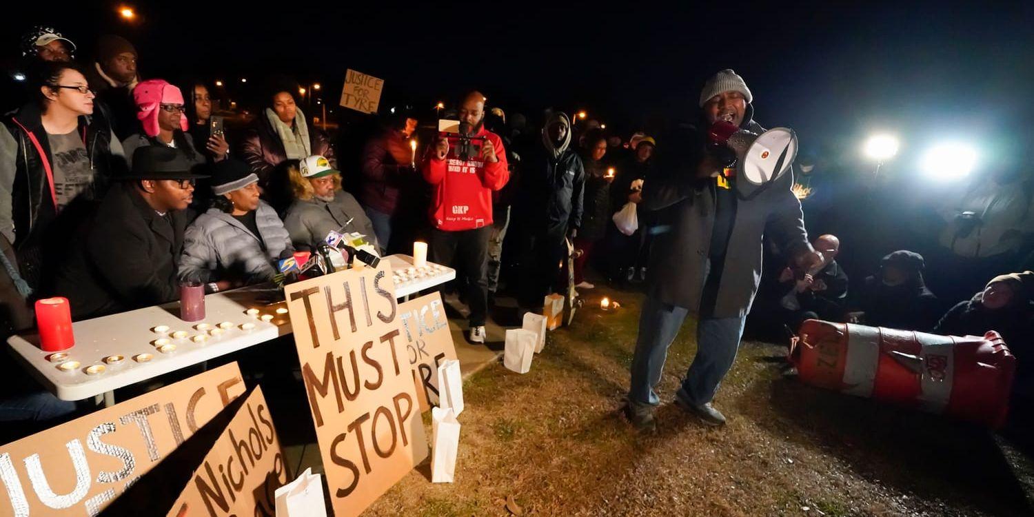 Demonstration i Memphis på torsdagen mot polisvåld efter Tyre Nichols död.