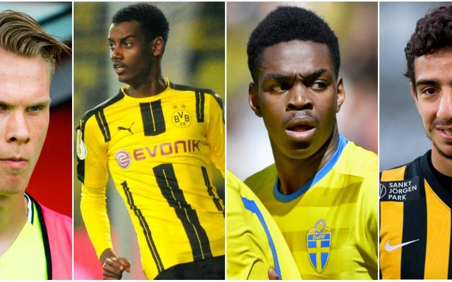 Pontus Dahlberg, Alexander Isak, Joel Asoro och Daleho Irandust kan ta plats i det nya U21-landslaget. Bläddra vidare för att se vilka spelare som kan vara aktuella. Foto: Bildbyrån