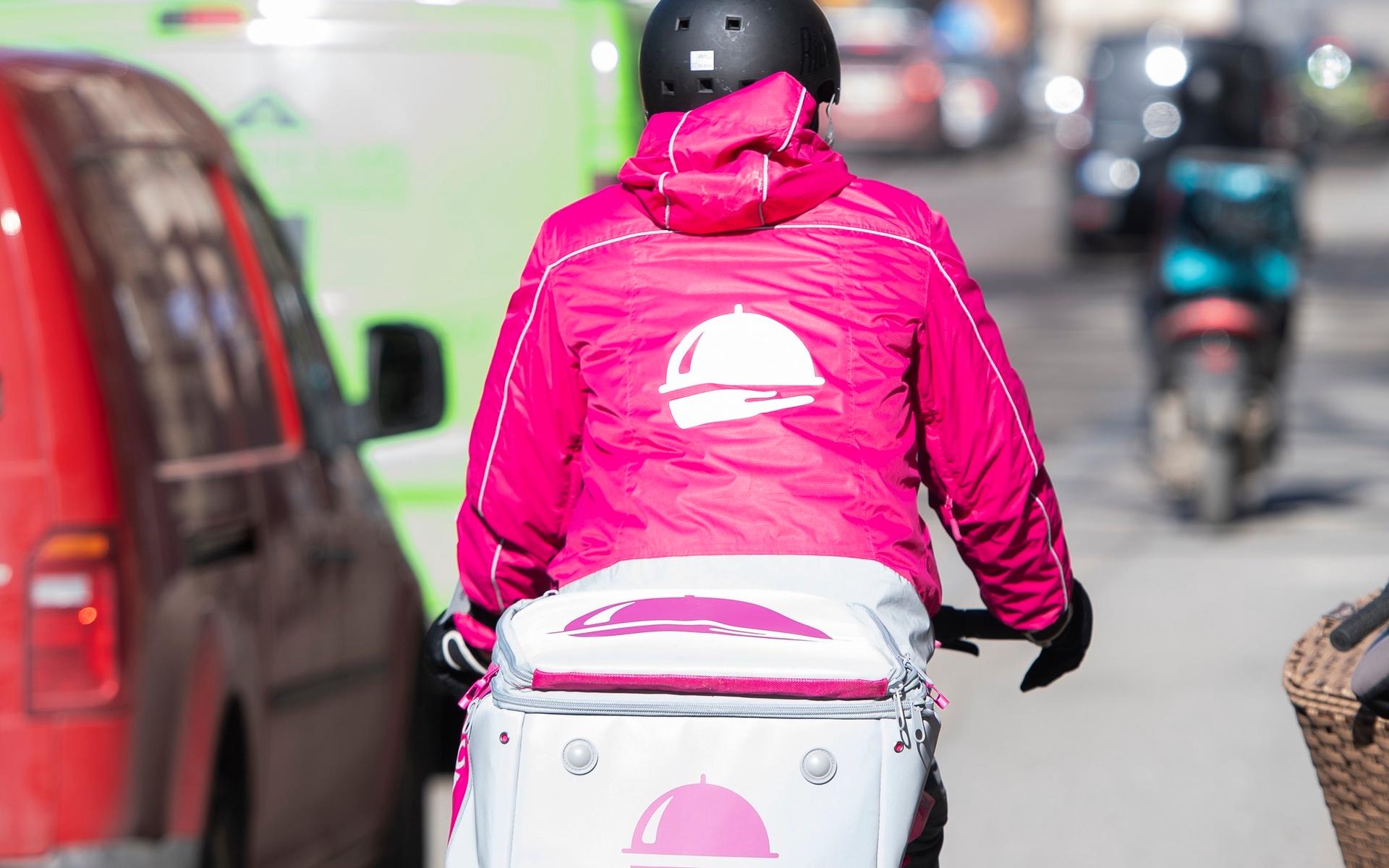 Ett cykelbud från Foodora.