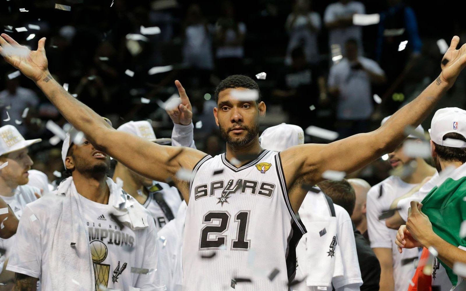 <strong>8. Tim Duncan.</strong> Femfaldig mästare med San Antonio Spurs, den första titeln fixades 1999 och den sista 2014. Utsedd till ligans MVP två gånger. Foto: TT