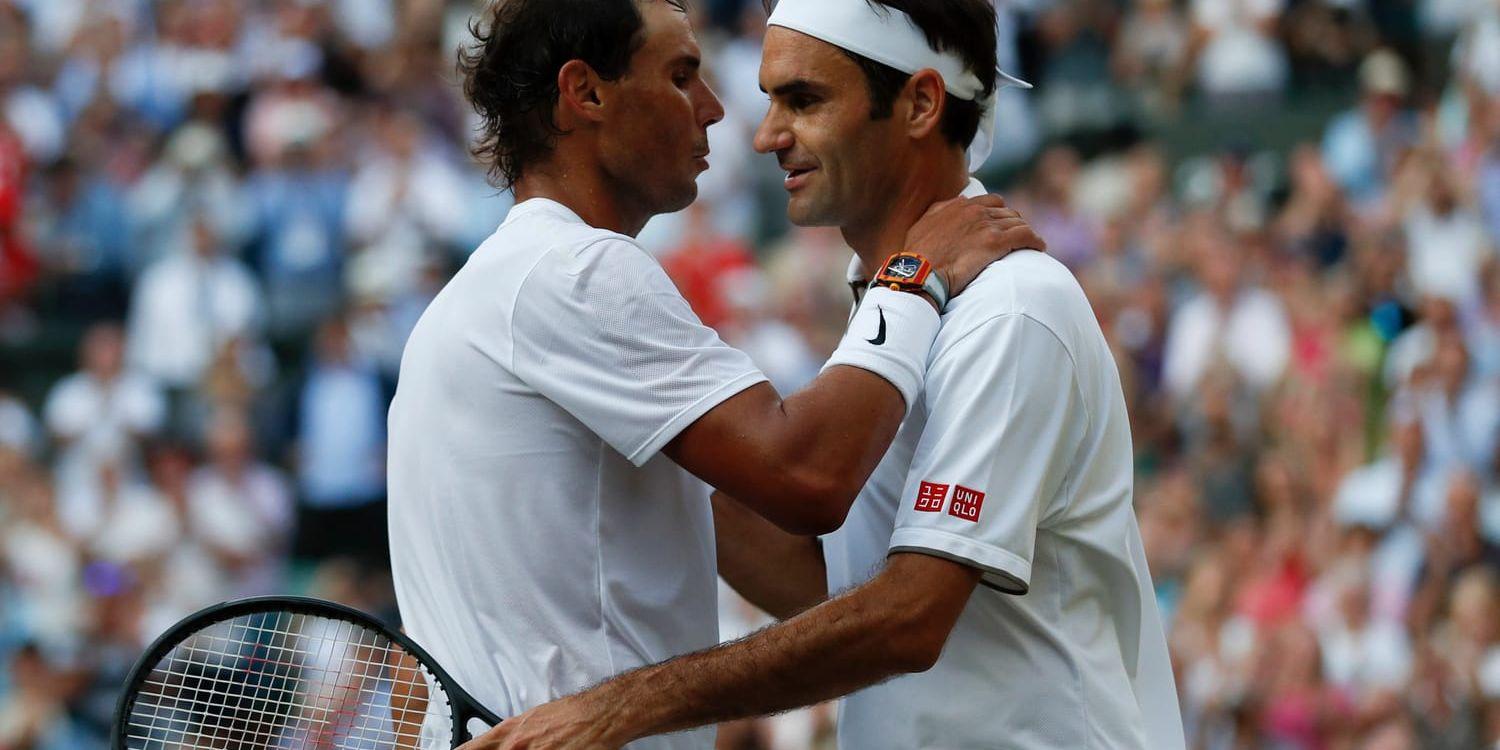 Rafael Nadal och Roger Federer. Arkivbild.