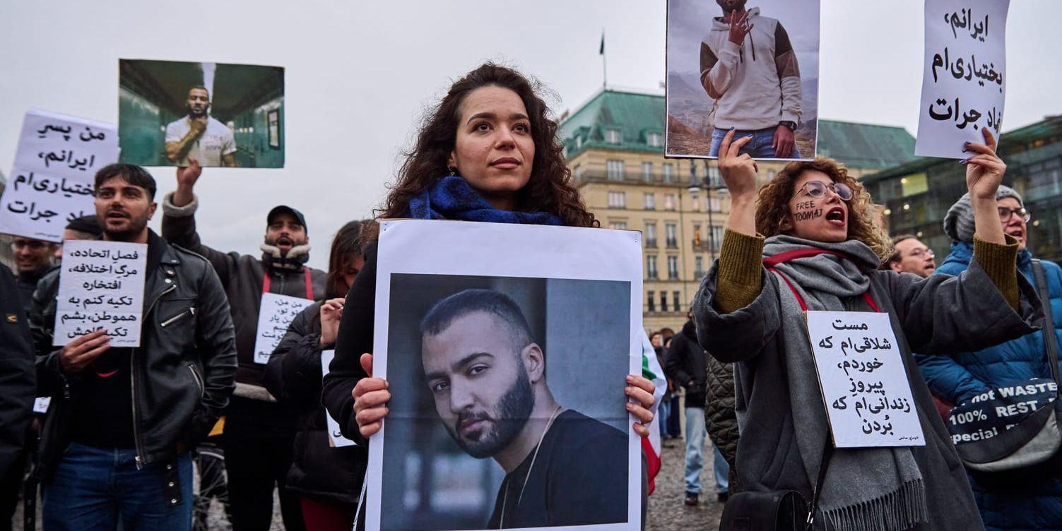 Demonstration mot gripandet av Toomaj Salehi i Berlin i början av november.