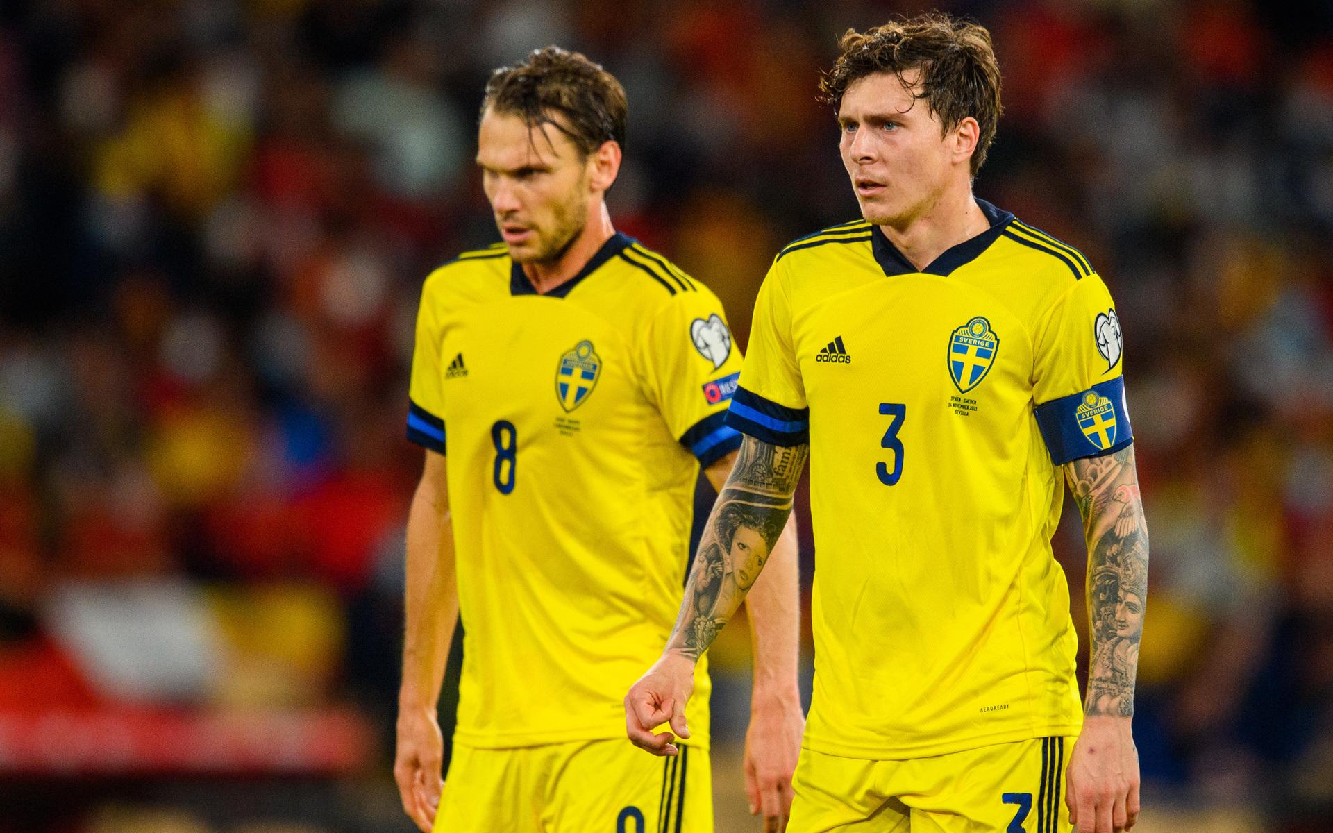 Landslagets Albin Ekdal och Victor Nilsson Lindelöf.