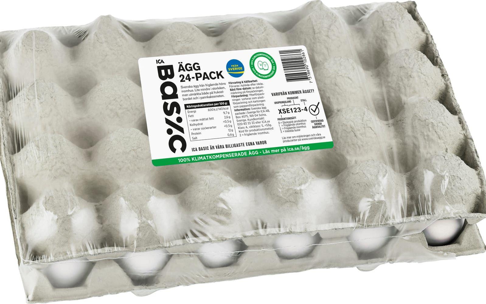 Samma gäller för Ica Basic 24-pack med ägg.