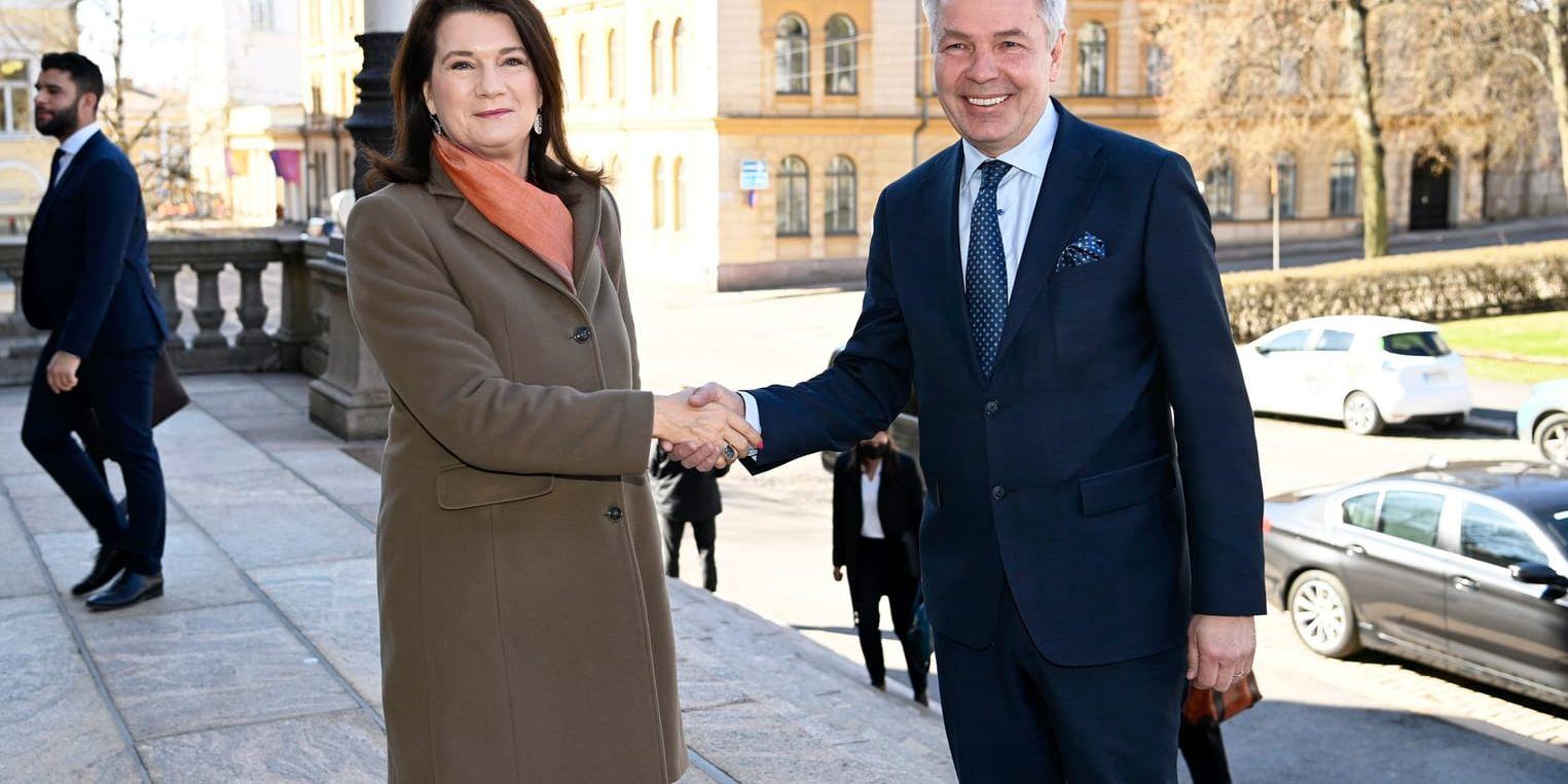 Sveriges utrikesminister Ann Linde (S) och Finlands utrikesminister Pekka Haavisto (Gröna förbundet).