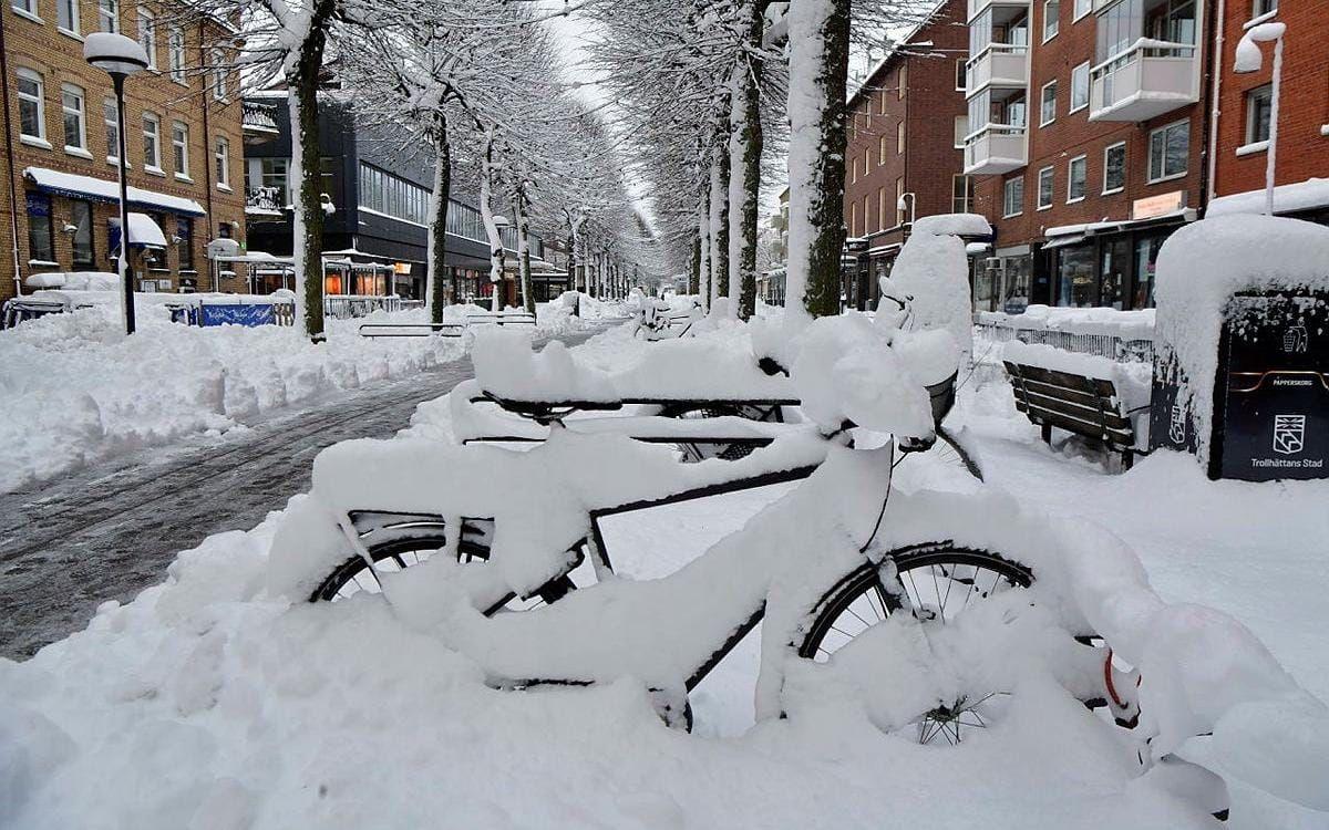 Trollhättan har fått stora mängder snö.