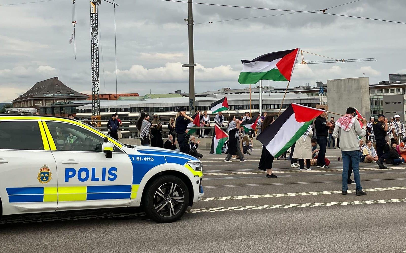 Demonstrationen orsakade trafikstörningar i centrala Göteborg. 